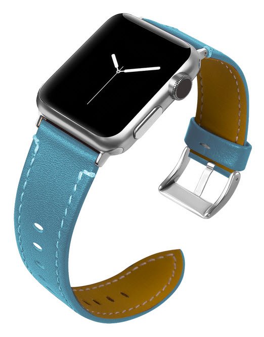 Lederen bandje geschikt voor Apple Watch 4 - 40mm blauw