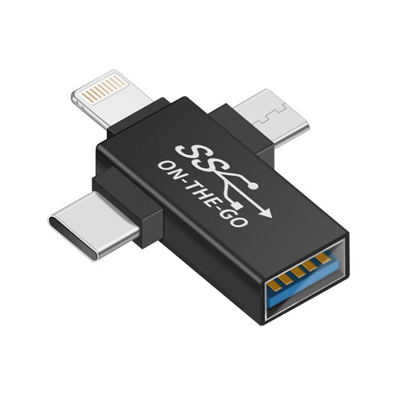 Lightning/USB-C/Micro SD (Male) naar USB 3.0 (Female) OTG Adapter