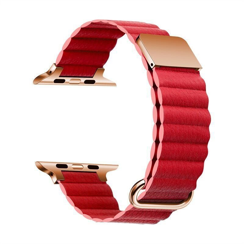 Luxe leren bandje geschikt voor Apple Watch 38mm/40mm/41mm - rood