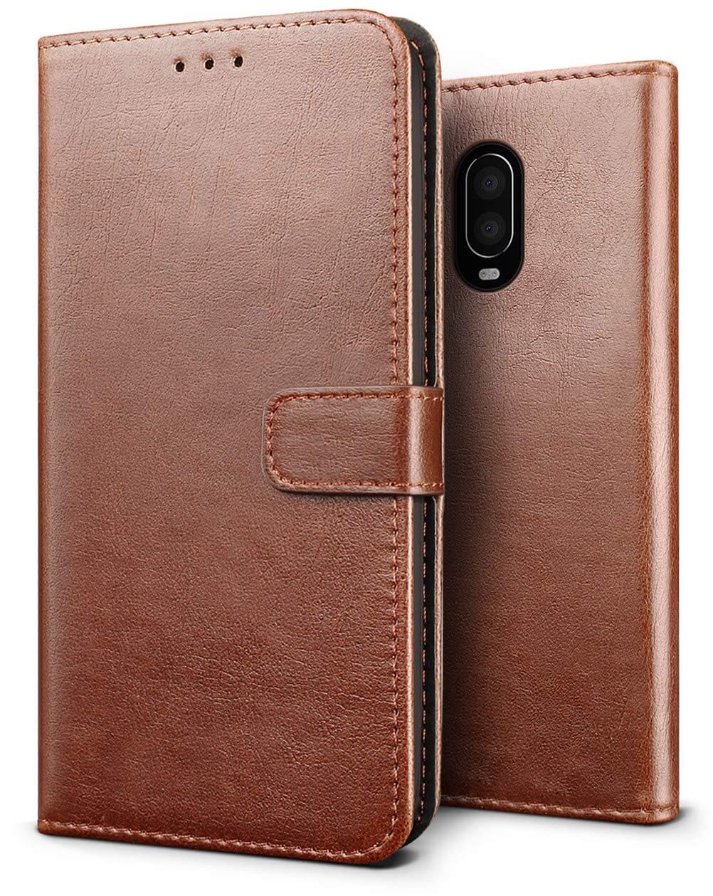 Luxury book case OnePlus 6T bruin