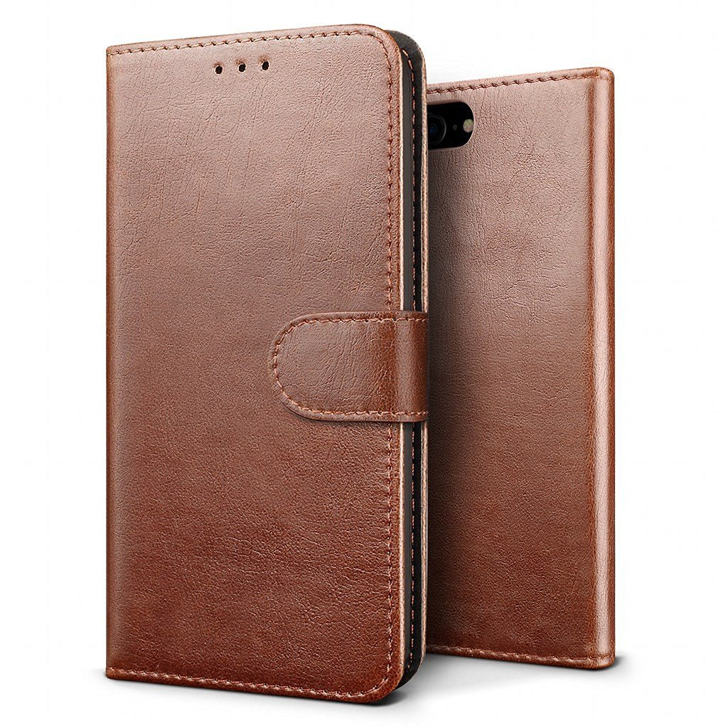 Luxury wallet hoesje Apple iPhone 7 Plus bruin