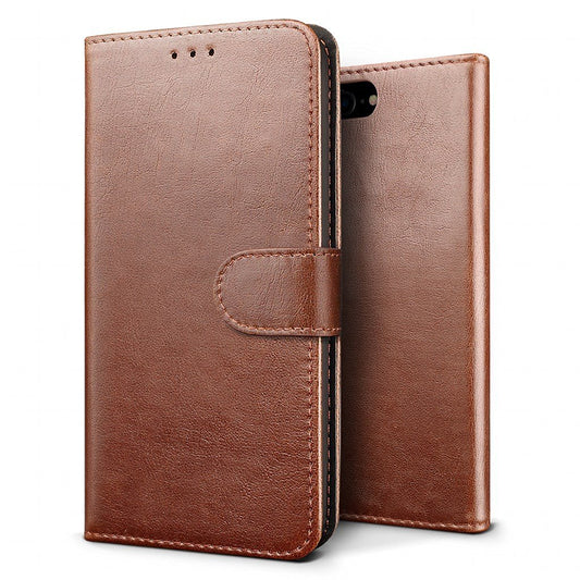 Luxury wallet hoesje Apple iPhone 7 Plus bruin