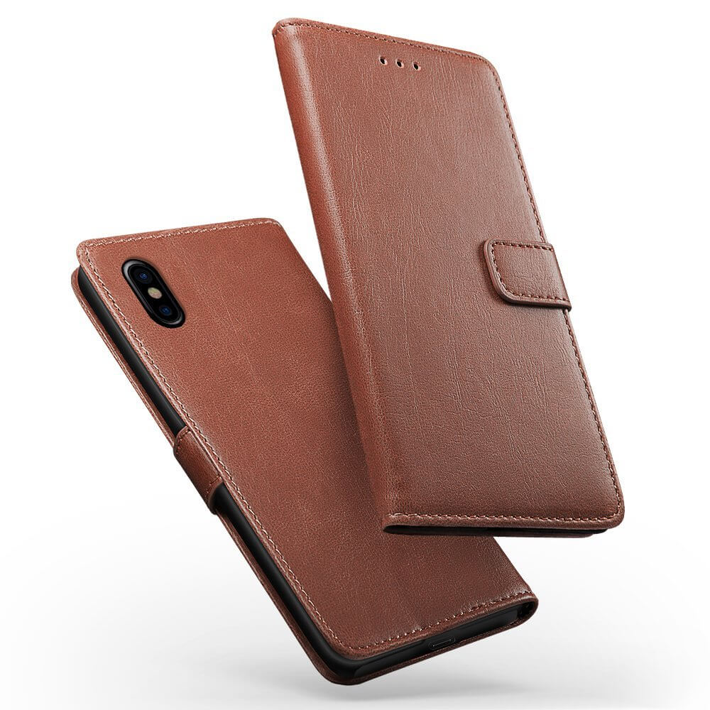 Luxury wallet hoesje Apple iPhone X/XS bruin