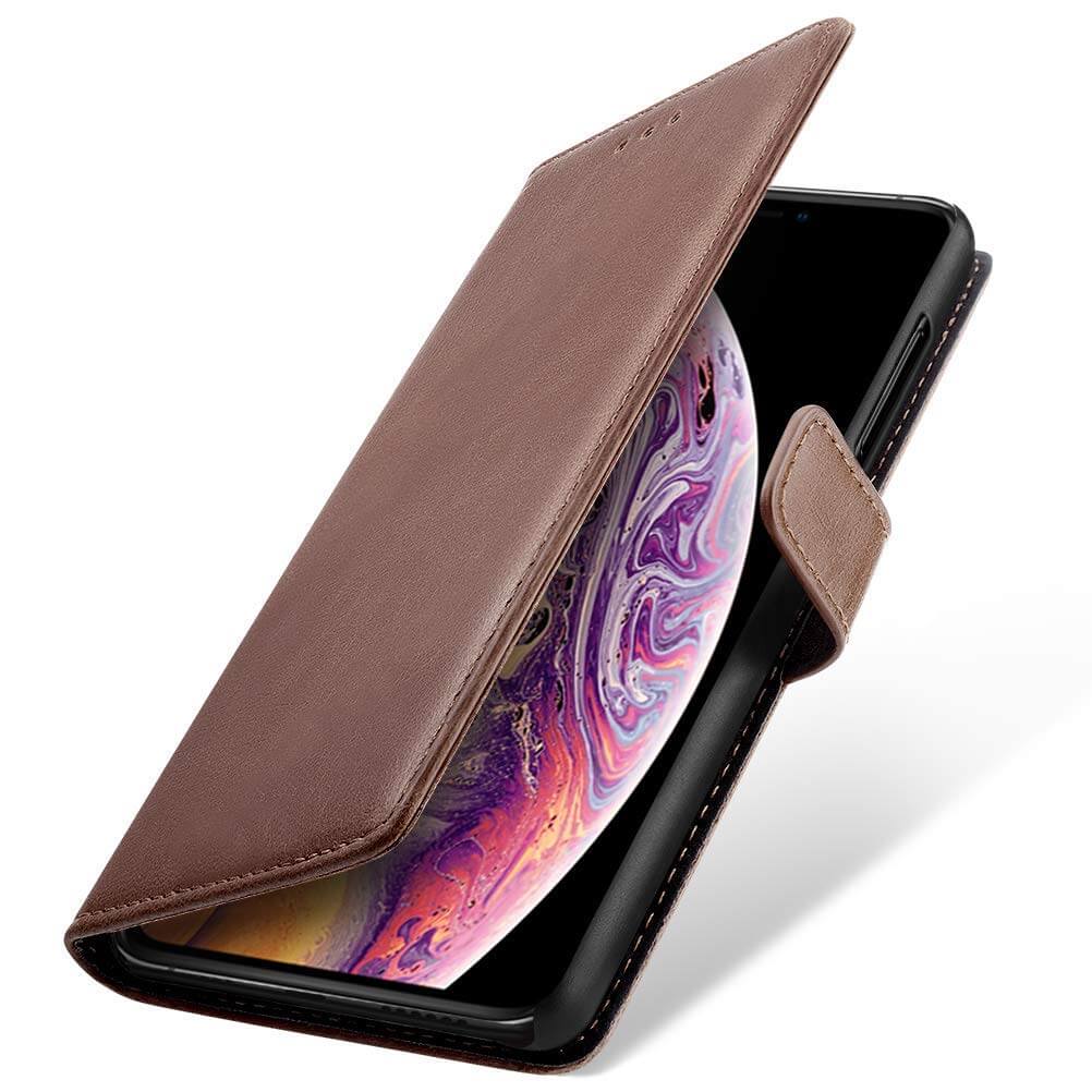 Luxury wallet hoesje Apple iPhone XS Max bruin