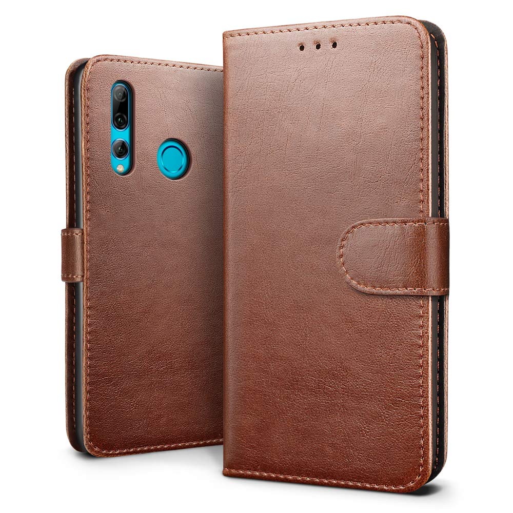Luxury wallet hoesje Huawei P Smart+ 2019 bruin
