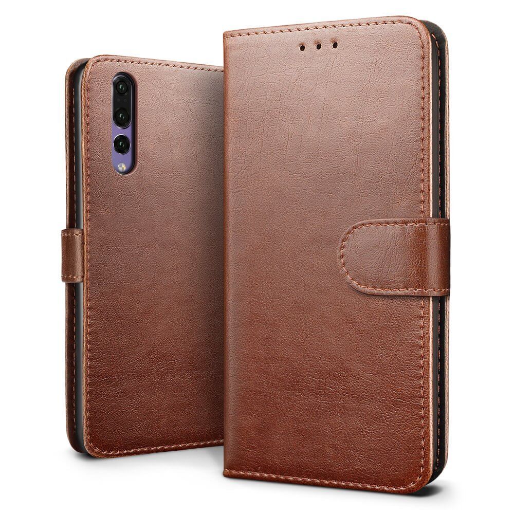 Luxury wallet hoesje Huawei P20 Pro bruin