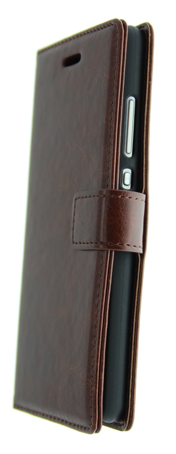Luxury wallet hoesje Huawei P8 Lite bruin
