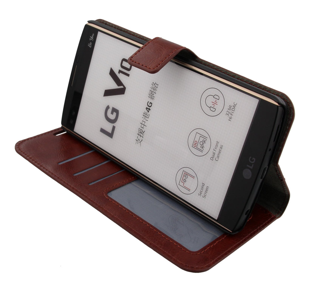 Luxury wallet hoesje LG V10 bruin