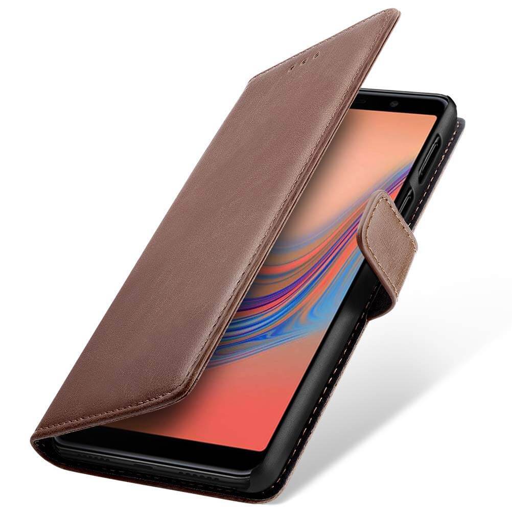 Luxury wallet hoesje Samsung Galaxy A7 2018 bruin
