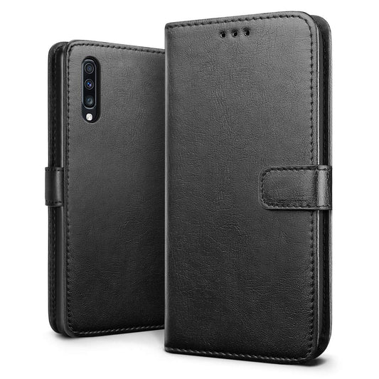 Luxury wallet hoesje Samsung Galaxy A70 zwart