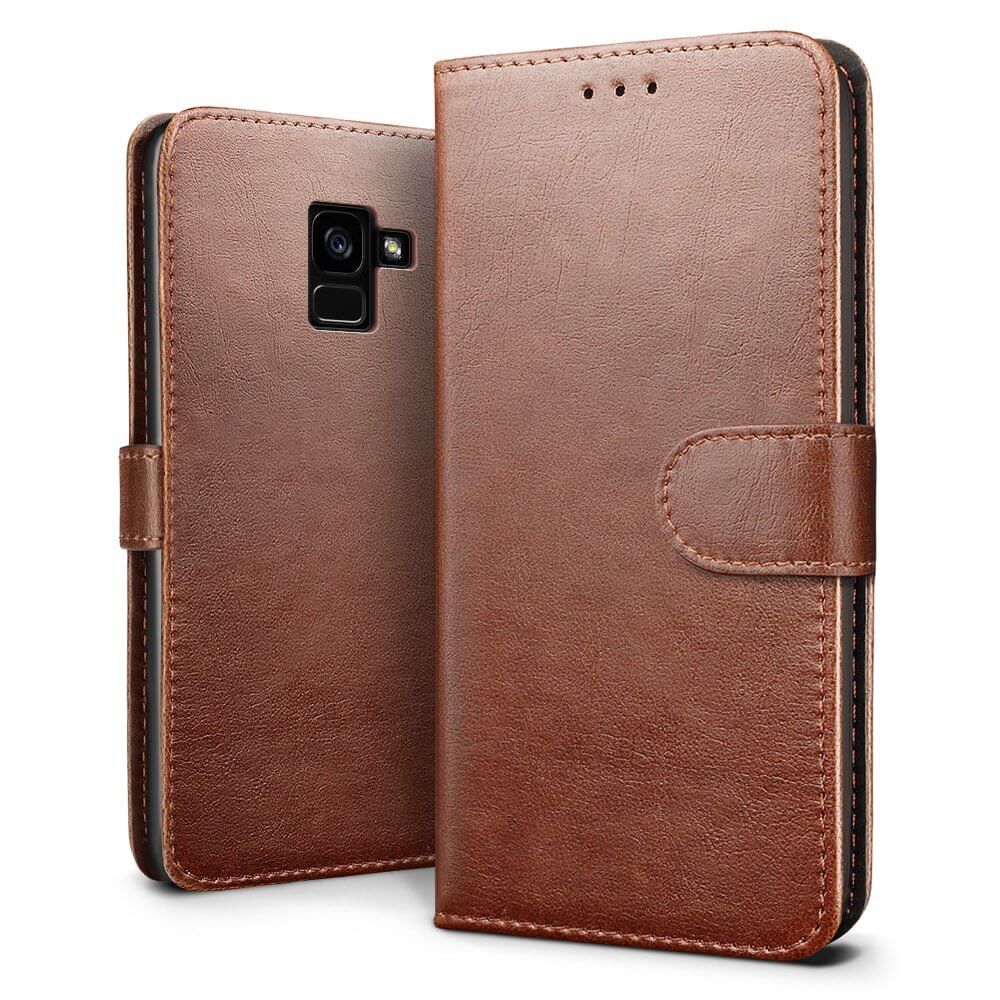 Luxury wallet hoesje Samsung Galaxy A8+ 2018 bruin