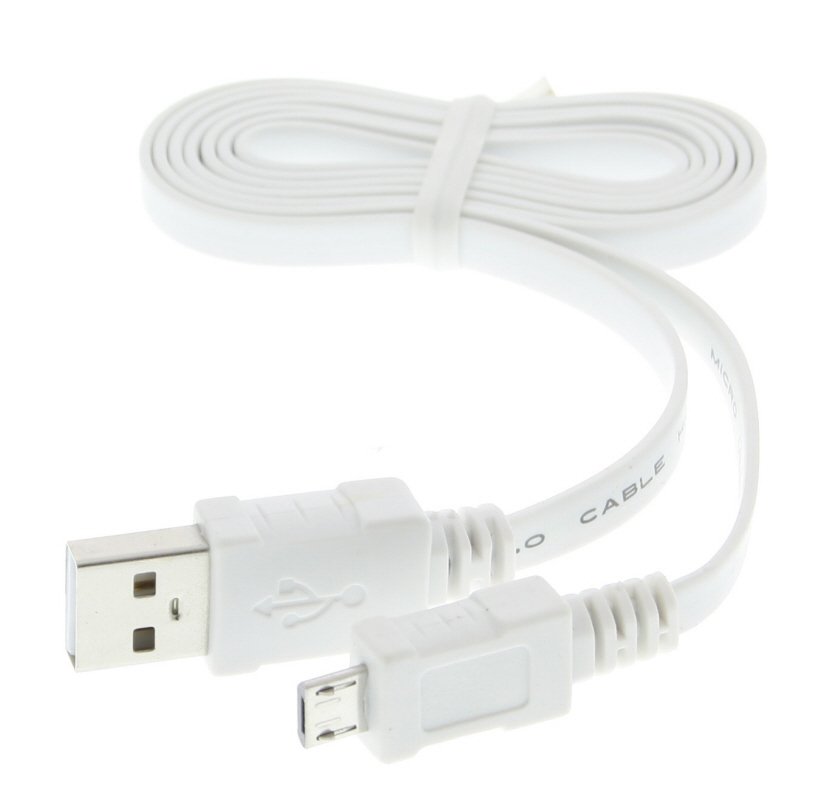 Micro USB datakabel met platte kabel universeel wit 0,95m