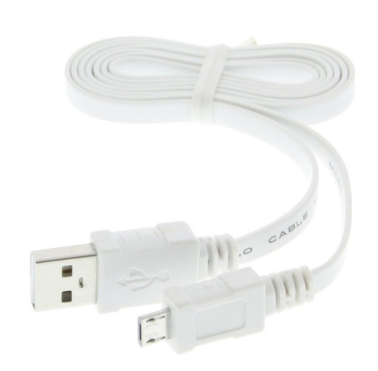 Micro USB datakabel met platte kabel universeel wit 0,95m