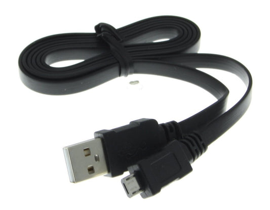 Micro USB datakabel met platte kabel universeel zwart 0,95m