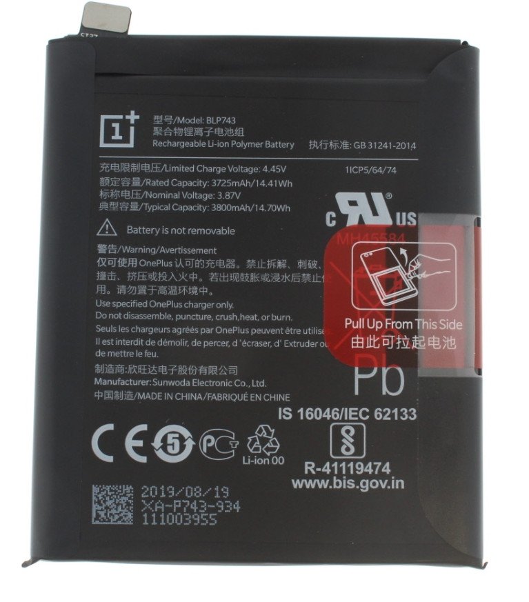 OnePlus 7T batterij BLP743 3800 mAh Origineel