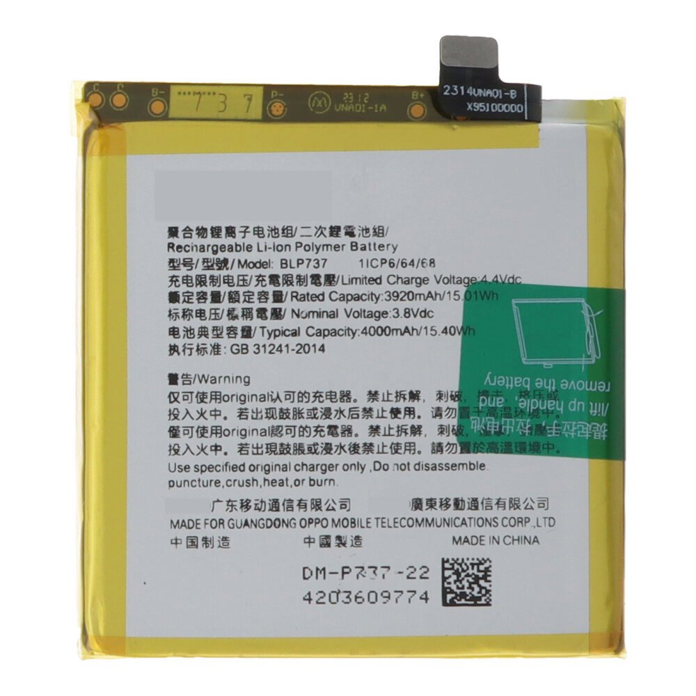 Oppo Reno2 Z/Reno2 F batterij BLP737 4000 mAh