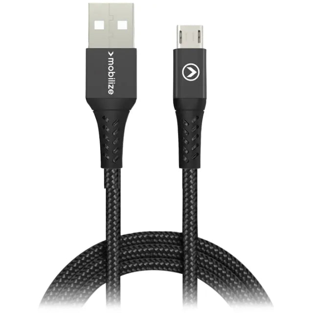 Mobilize Strong Nylon Kabel USB auf Micro USB 2m. 12W Schwarz