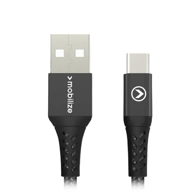 Mobilize Strong Nylon Cable USB to USB-C 20cm. 15W Black