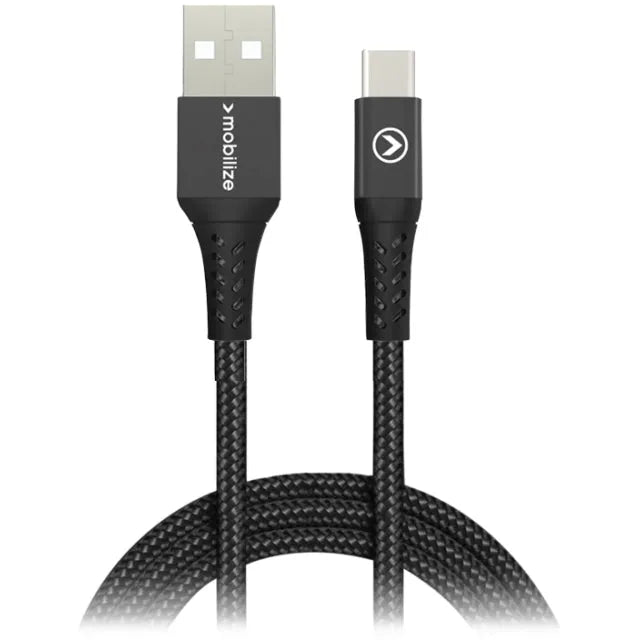 Mobilize Strong Nylonkabel USB auf USB-C 2m. 15W Schwarz