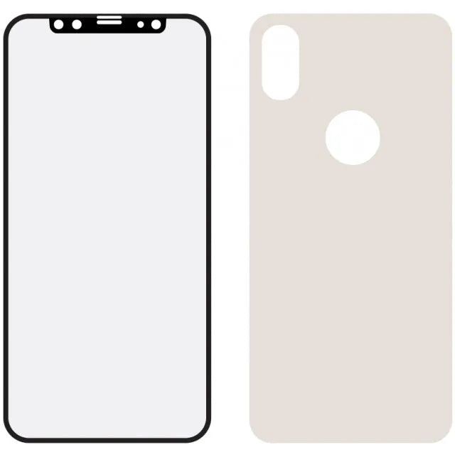 Mobilize Protecteur d'écran en verre bord à bord Apple iPhone X/Xs Pack avant et arrière Argent Colle intégrale