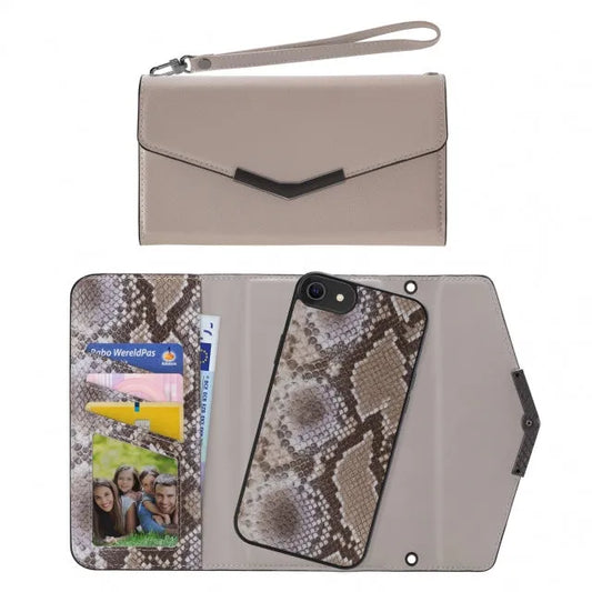 Mobilize 2in1 Elegant Magnet Clutch Apple iPhone 6/6S/7/8/SE (2020/2022) Beige Snake