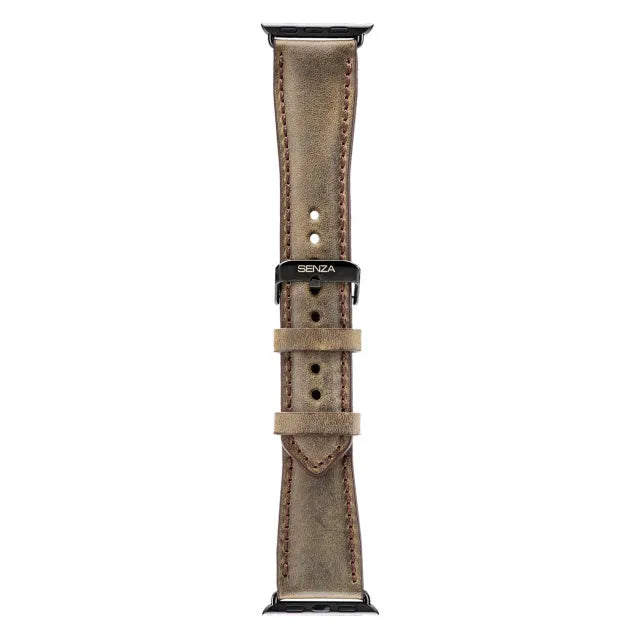 Senza Raw Leather Armband Apple Watch 42mm Kastanienbraun