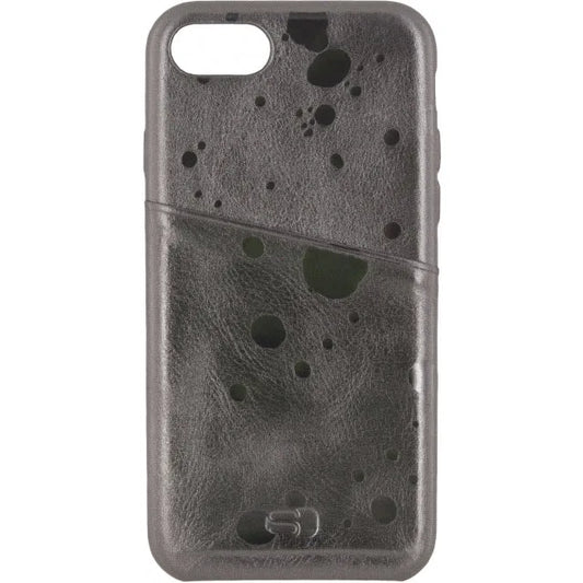 Senza Glam Leather Cover with Card Slot Apple iPhone 7/8/SE (2020/2022) Metallic Grey