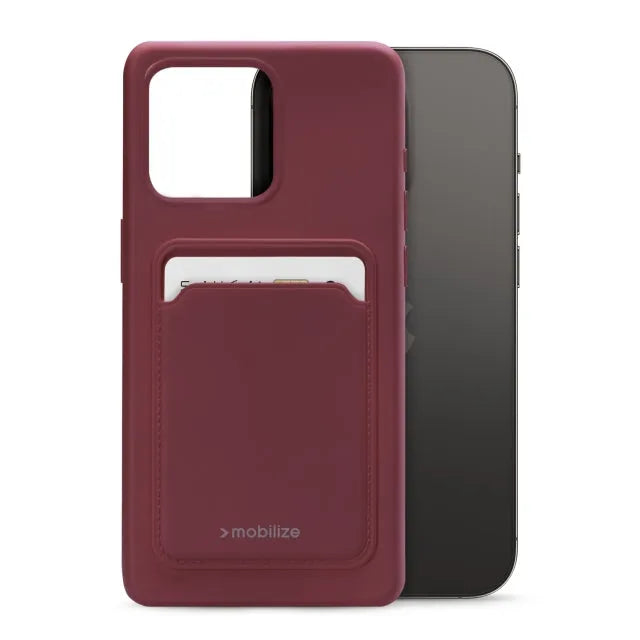 Mobilize Rubber Gelly Card Case Apple iPhone 14 Pro Bordeaux Mat