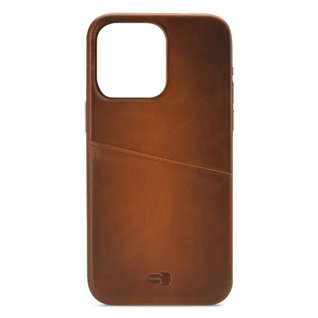 Senza Desire Lederhülle mit Kartenfach Apple iPhone 14 Pro Burned Cognac