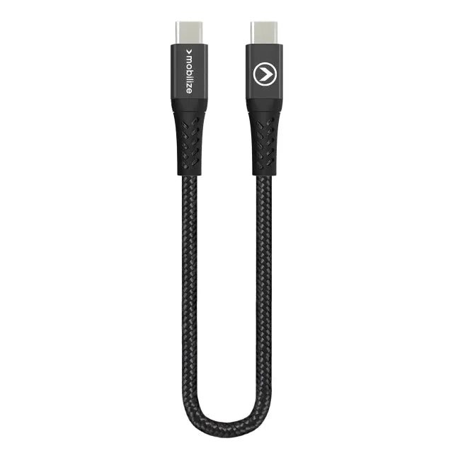 Mobilize Strong Nylon Câble USB-C vers USB-C 20cm. 100W Noir