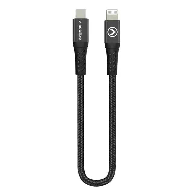 Mobilize Strong Nylon Cable USB-C to MFi Lightning 20cm. 60W Black
