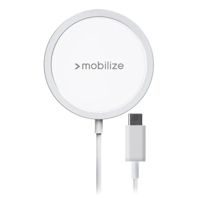 Mobilize Magnetic Wireless Charger MagSafe-kompatibel 15W Weiß Aluminium