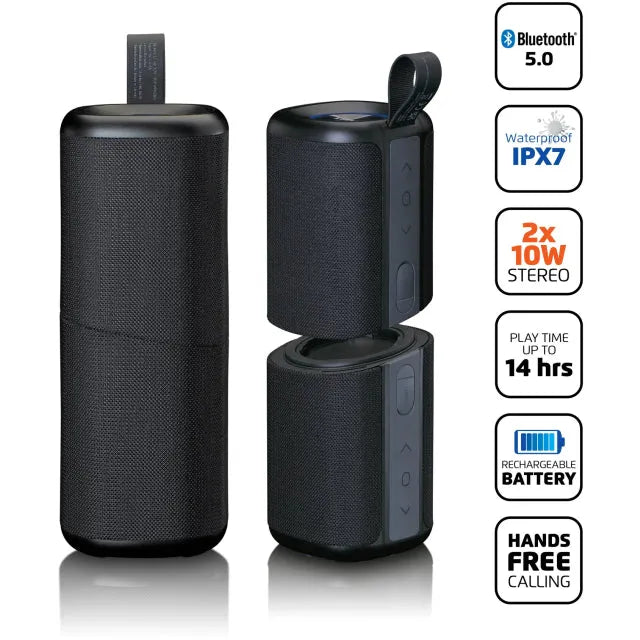 BTP-400BK Lenco 2-in-1 Stereo Bluetooth Speaker Black