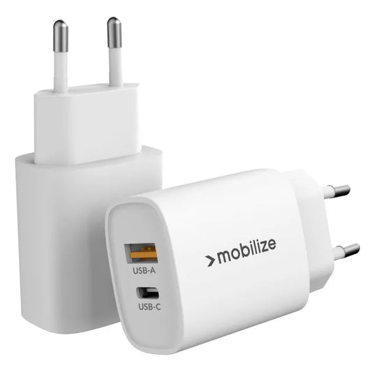 Mobilize Wall Charger USB-C + USB 20W Weiß (BULK)