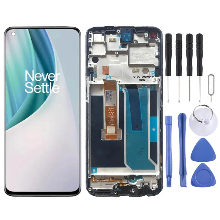 Displayeinheit mit Rahmen für OnePlus Nord N10 5G BE2029 (Schwarz)