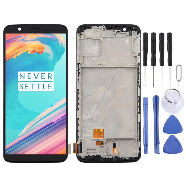TFT Display Einheit mit Rahmen für OnePlus 5T A5010 (Schwarz)