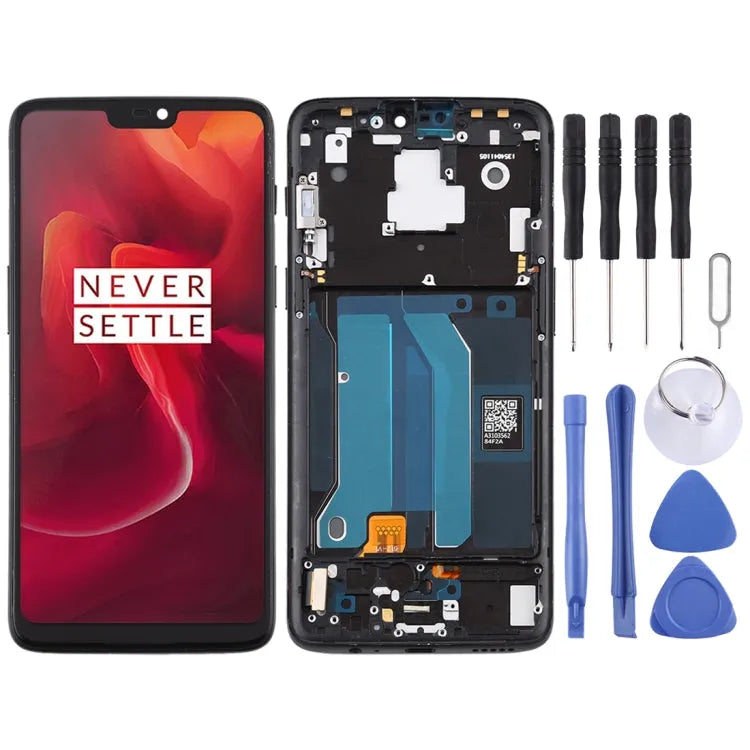 TFT Display unit met frame voor OnePlus 6 A6000 (zwart)