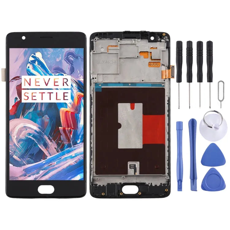 TFT-displayunit met frame voor OnePlus 3 / 3T A3000 A3010 (zwart)