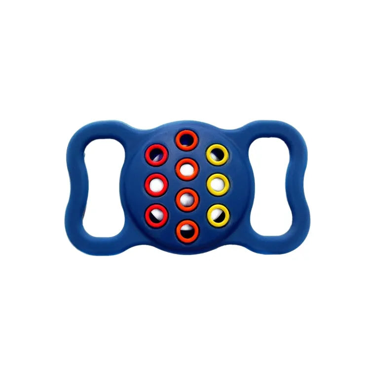 Housse de protection antichoc en silicone bicolore pour collier de chien/chat AirTag (bleu rouge jaune)