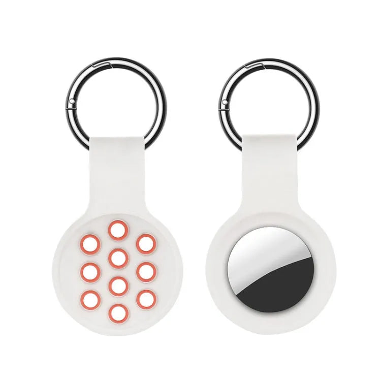 Siliconen beschermhoes met sleutelhanger-lus voor Apple AirTag (wit en rood)