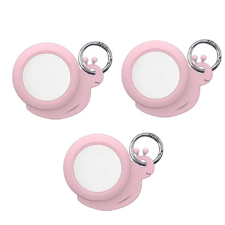 Set 3 siliconen slakvormige beschermhoezen voor Apple AirTag (roze)