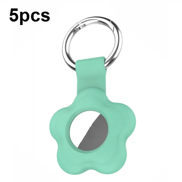 AT03 siliconen beschermhoesje set van 5 met sleutelhangerlus voor Apple AirTag (mintgroen)