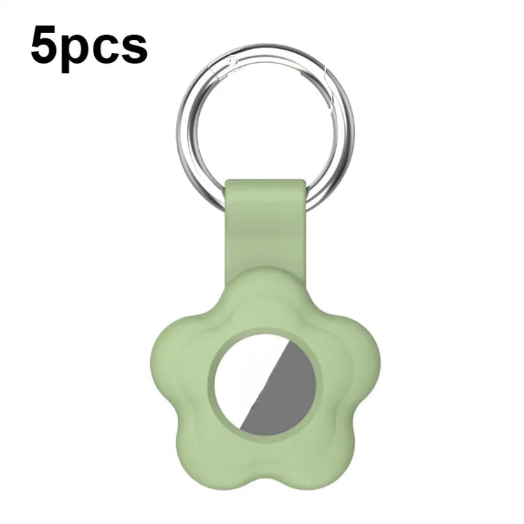 AT03 siliconen beschermhoesje set van 5 met sleutelhangerlus voor Apple AirTag (matcha)