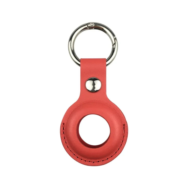 Leren beschermhoesje met sleutelhanger en hanglus voor Apple AirTag (rood)