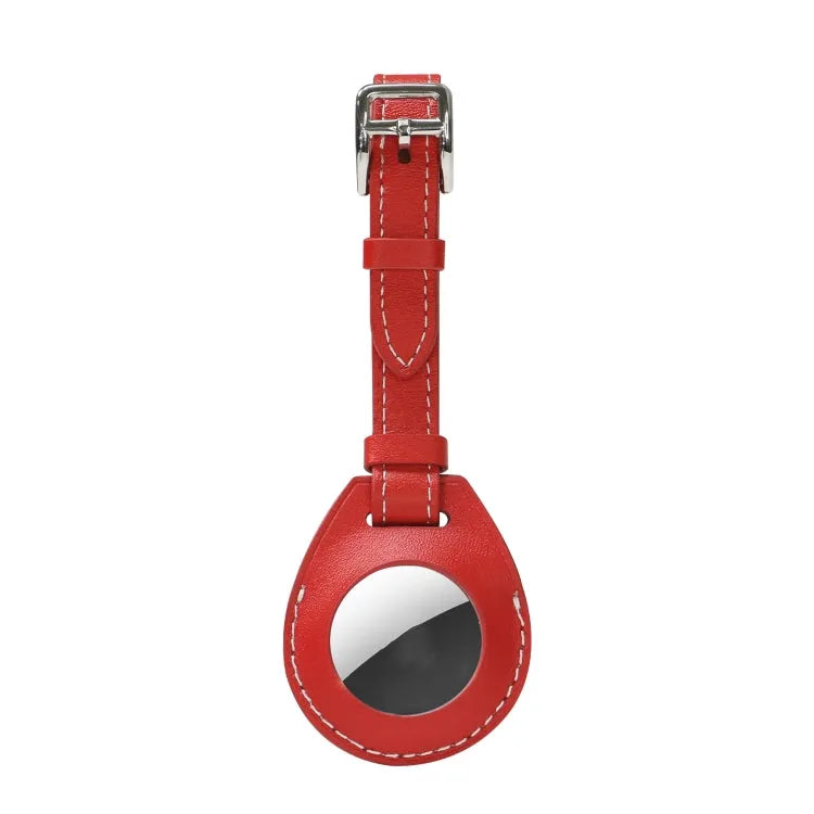 Leren beschermhoesje in bagagelabel-stijl met hanglus voor Apple AirTag (rood)