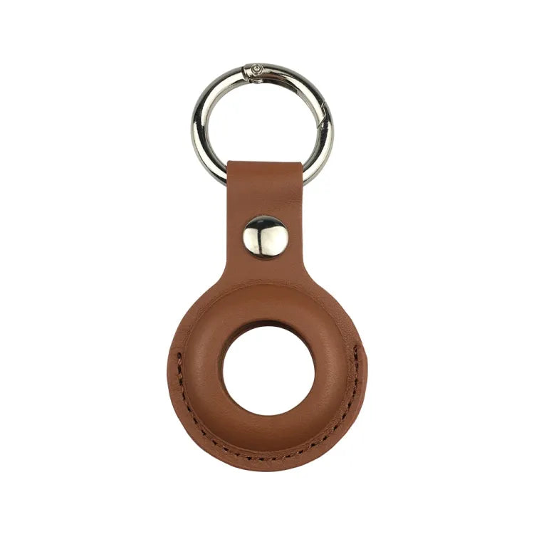 Leren beschermhoesje met sleutelhanger en hanglus voor Apple AirTag (bruin)