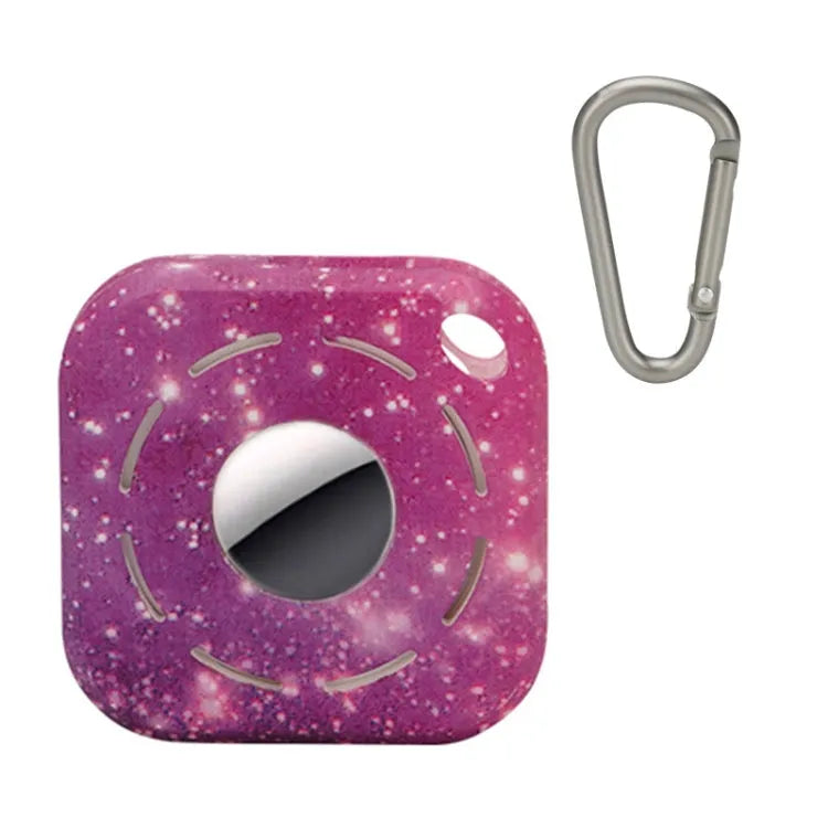 Siliconen beschermhoes met print voor Apple AirTag (paarse sterrenhemel)