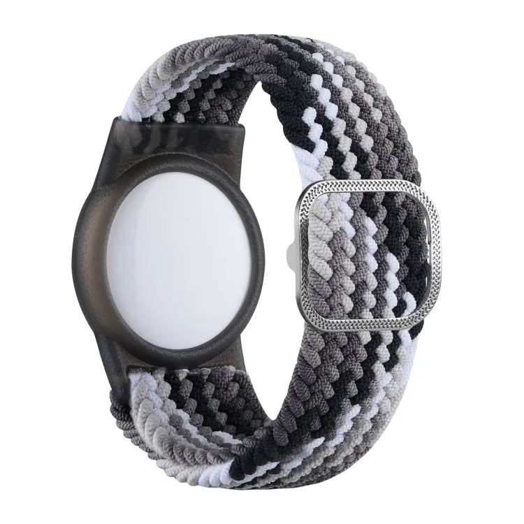 Nylon polsband met TPU-houder voor Apple AirTag (kleurrijk zwart)