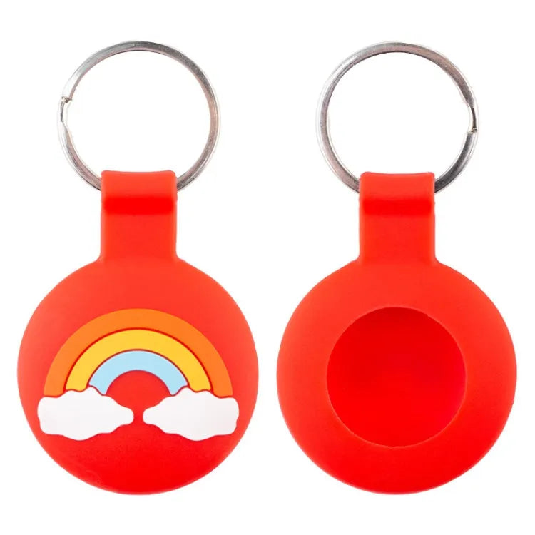 Cartoon siliconen hoesje voor Apple AirTag (regenboog)