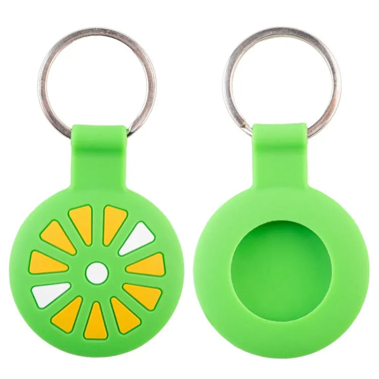 Cartoon siliconen hoesje voor Apple AirTag (oranje groen)